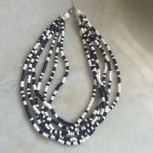 Chic Black and White Beaded Necklace